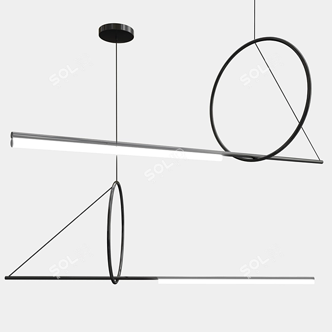 Sleek Siris Linear Pendants 3D model image 2