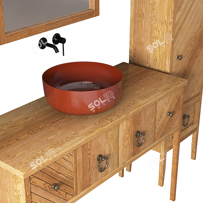 Wooden Bath Ensemble 3D model image 3