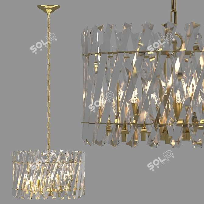 Selva 8-Light Gold Chandelier 3D model image 1