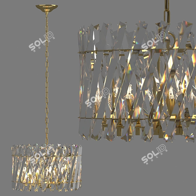 Selva 8-Light Gold Chandelier 3D model image 5