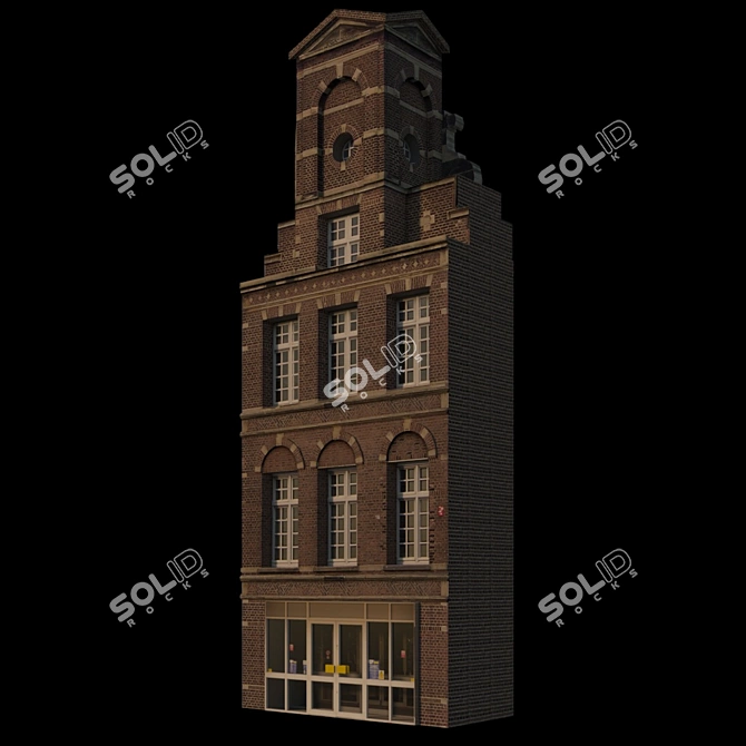 3D Building Facade with Showcase 3D model image 1