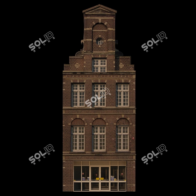 3D Building Facade with Showcase 3D model image 2