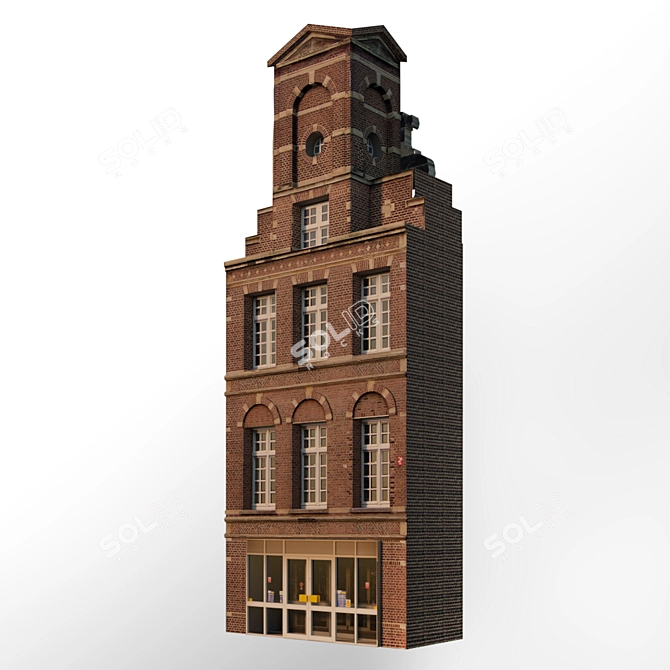 3D Building Facade with Showcase 3D model image 3