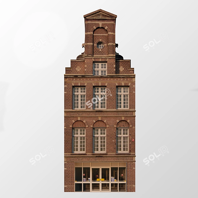 3D Building Facade with Showcase 3D model image 4