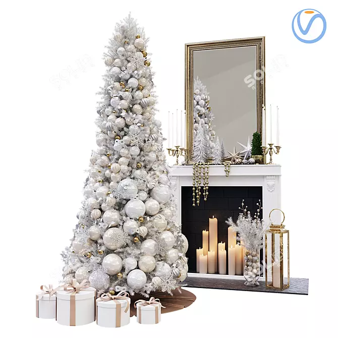 Christmas Decor Set with Tree 3D model image 1