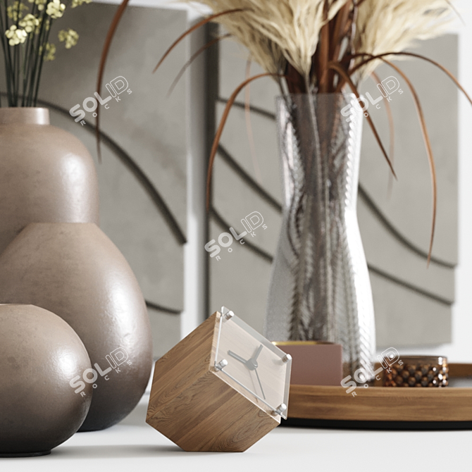 Pampa Grass Bouquet Decor Set 3D model image 2