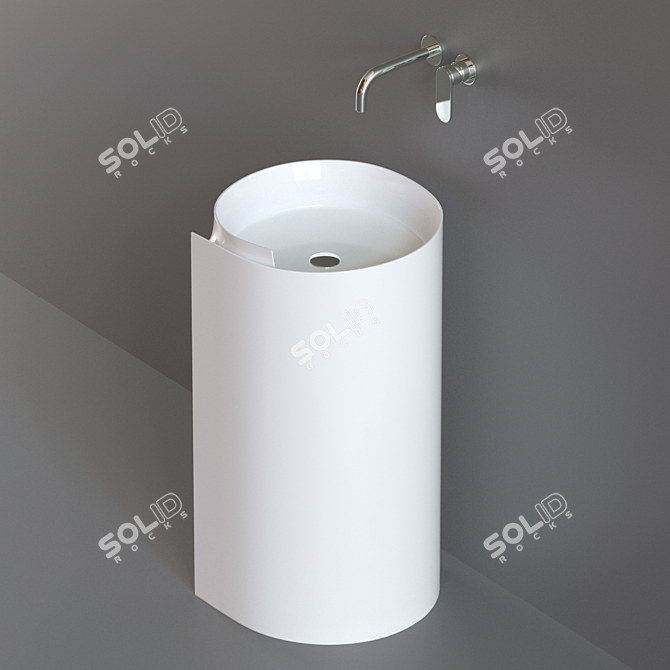 Sleek Monoroll Washbasin Set 3D model image 1