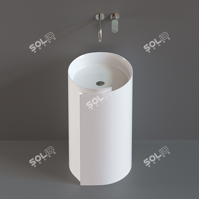 Sleek Monoroll Washbasin Set 3D model image 2