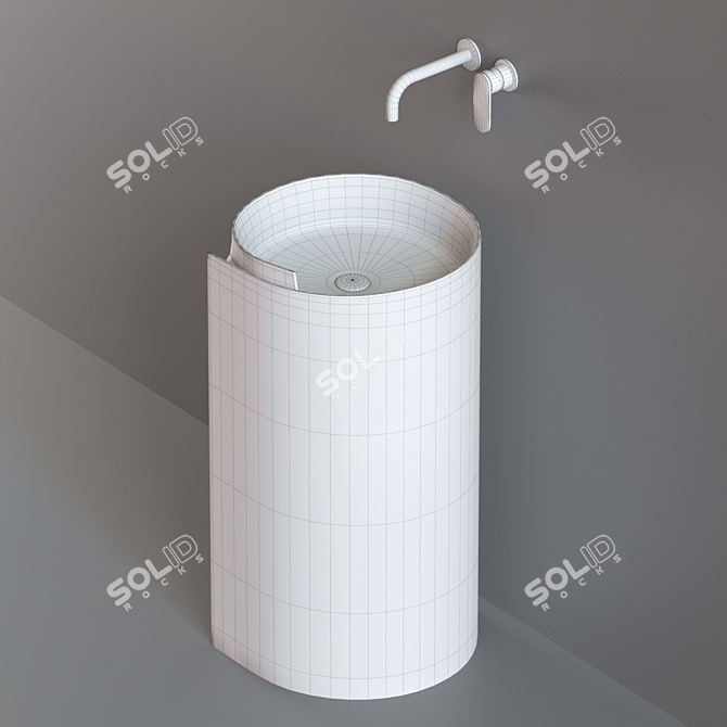 Sleek Monoroll Washbasin Set 3D model image 4