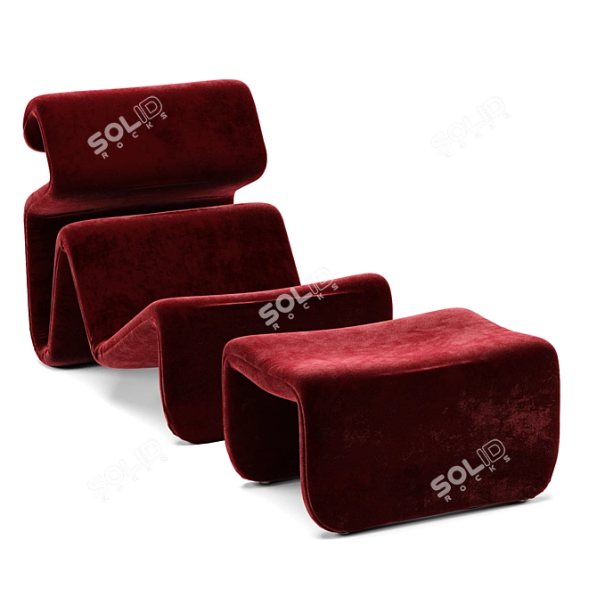 Jan Chairs with Ottomans: Sleek Scandinavian Design 3D model image 1