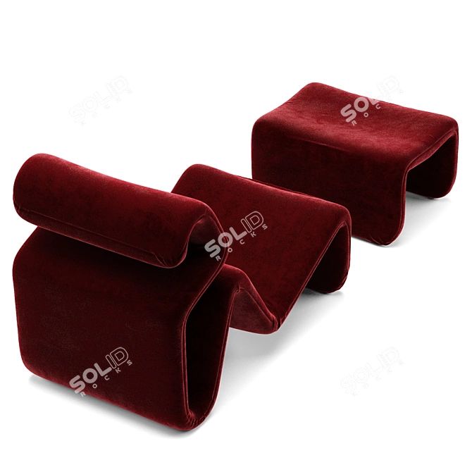 Jan Chairs with Ottomans: Sleek Scandinavian Design 3D model image 3