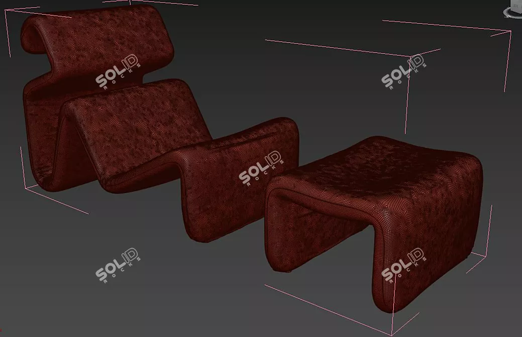 Jan Chairs with Ottomans: Sleek Scandinavian Design 3D model image 5