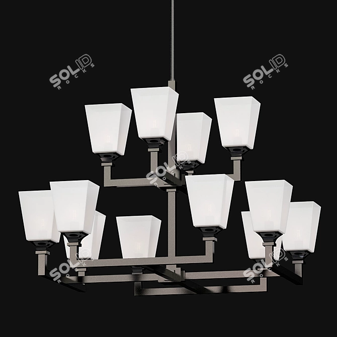 Quorum Wright 12 Light Chandelier 3D model image 1