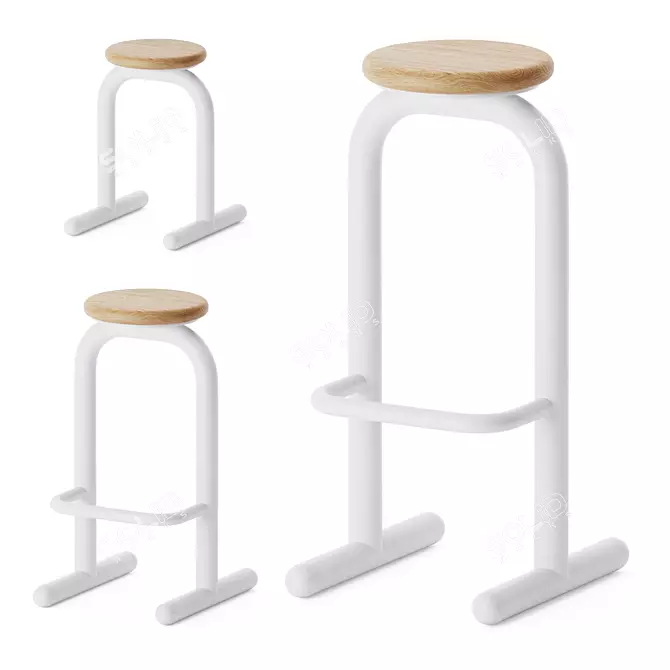 Sir Burly High Stool: Sturdy Elegance for Any Space 3D model image 1