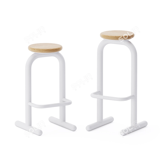 Sir Burly High Stool: Sturdy Elegance for Any Space 3D model image 2