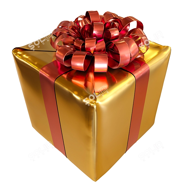 Modern Present Box with Bow 3D model image 1