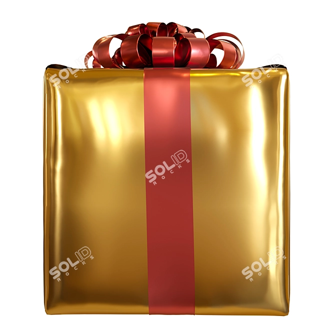 Modern Present Box with Bow 3D model image 3