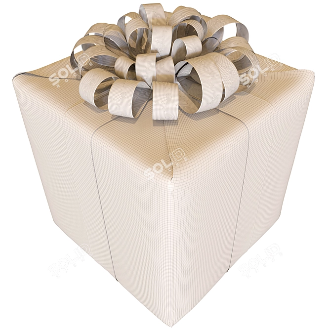 Modern Present Box with Bow 3D model image 4