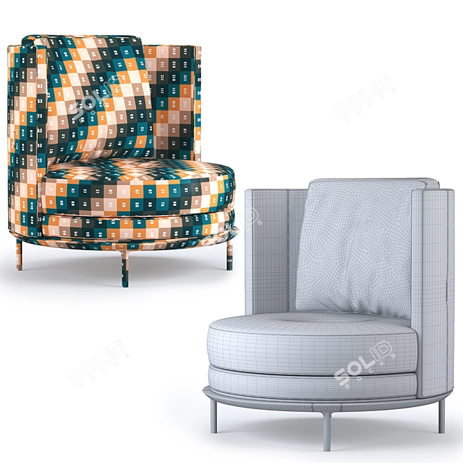 Stylish Aster Estee Armchair 3D model image 5