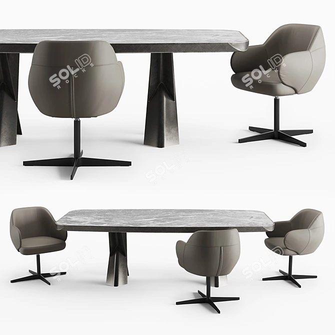 Premium Keramik Table & Bombe X Chair by Cattelan Italia 3D model image 1