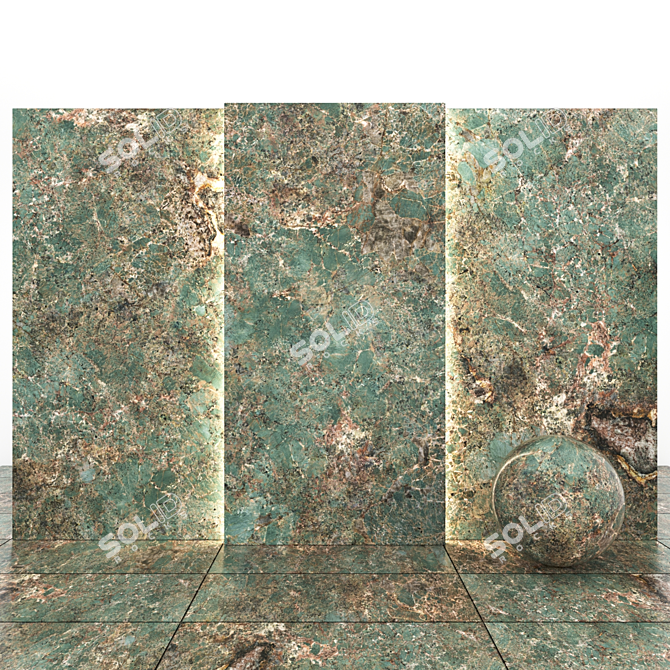 Emerald Jungle Marble: Textured Slabs & Tiles 3D model image 1