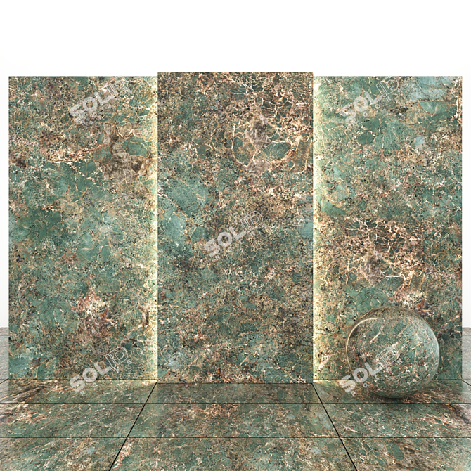 Emerald Jungle Marble: Textured Slabs & Tiles 3D model image 2