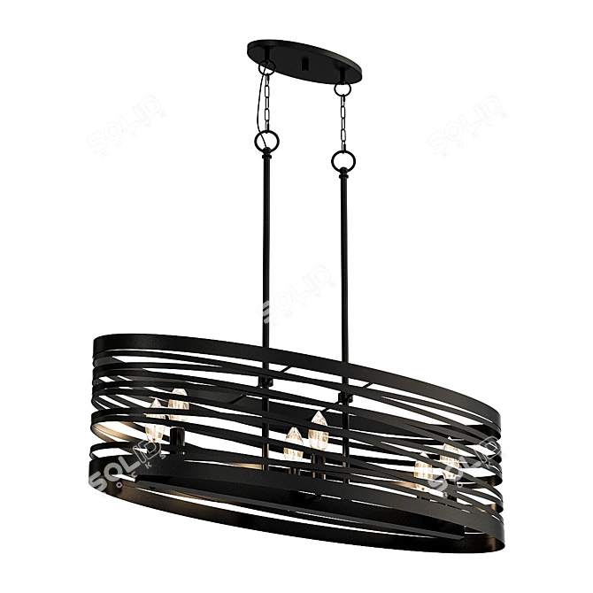 Elegant 6-Light Linear Chandelier 3D model image 1