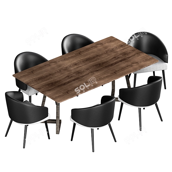 Minotti Dean Dining Table & Chair: Modern Elegance 3D model image 2