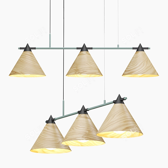 Scandinavian Style Wooden Pendant Light 3D model image 1