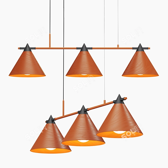 Scandinavian Style Wooden Pendant Light 3D model image 2