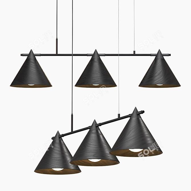 Scandinavian Style Wooden Pendant Light 3D model image 3