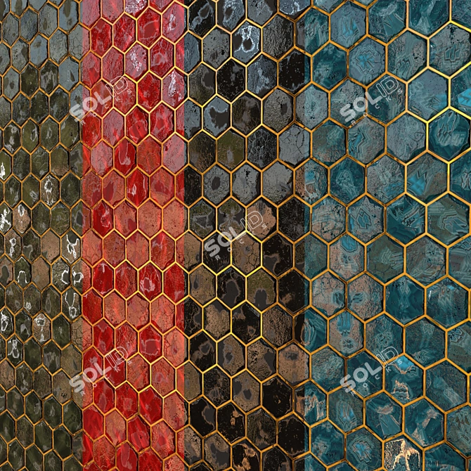 Teal Tile PBR Material - Seamless and Stylish 3D model image 1