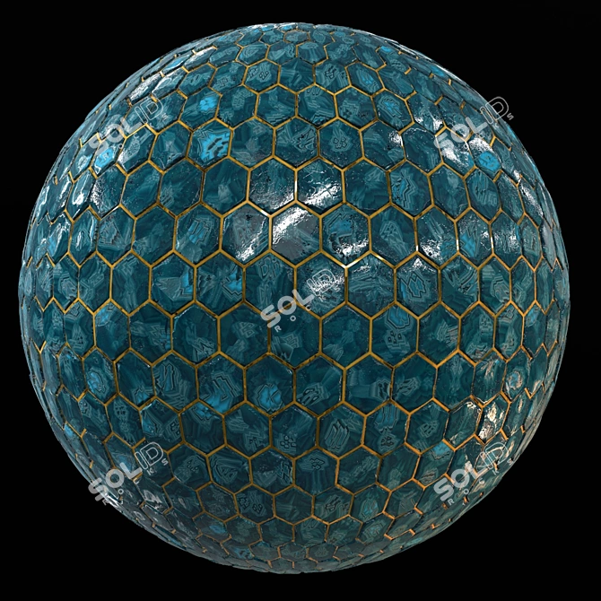 Teal Tile PBR Material - Seamless and Stylish 3D model image 5