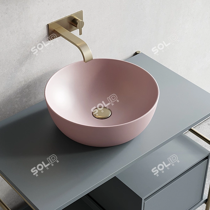 Nic Design Velo 87 - Modern Vanity with Ovvio Washbasin & Pastille Mirror 3D model image 2