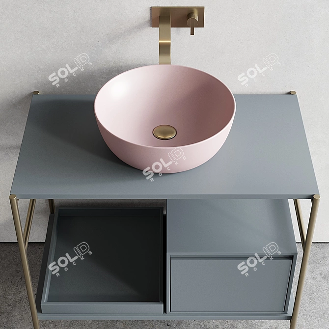 Nic Design Velo 87 - Modern Vanity with Ovvio Washbasin & Pastille Mirror 3D model image 3