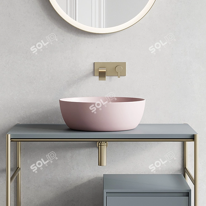 Nic Design Velo 87 - Modern Vanity with Ovvio Washbasin & Pastille Mirror 3D model image 4