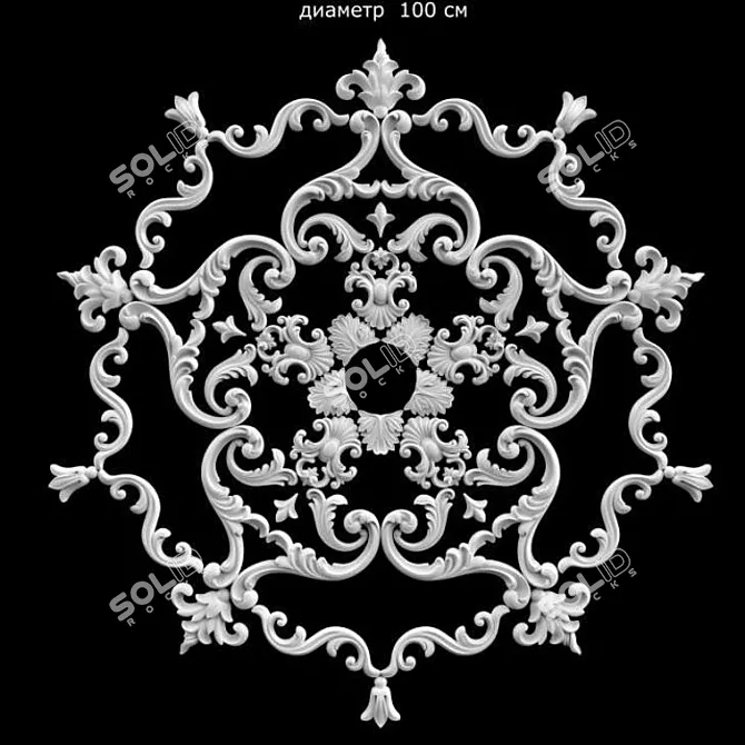 Aurora Stucco Molding - Rosette No. 1 (100 cm Diameter) 3D model image 1