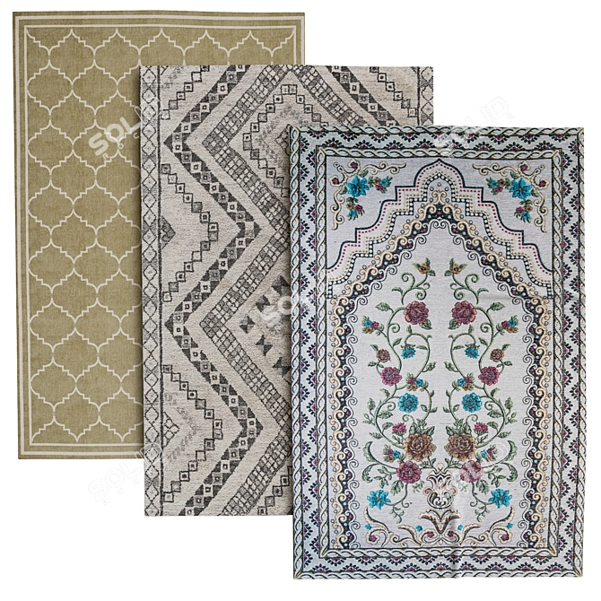 Max 2015 Rugs: 3 Designs (OBJ Format) 3D model image 1