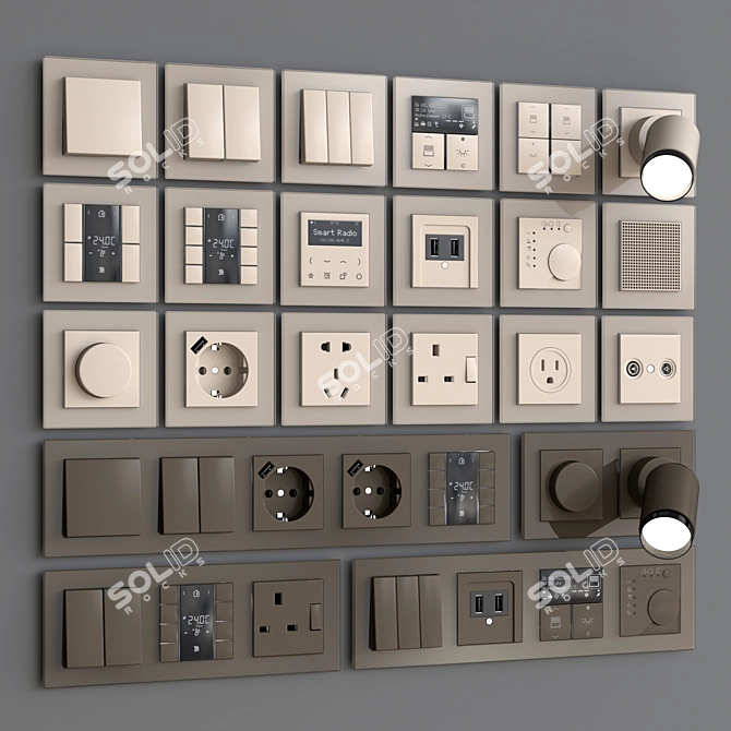 Jung A Creation Glass Wall Switch: Trendy Designs & Smart Functionality 3D model image 3