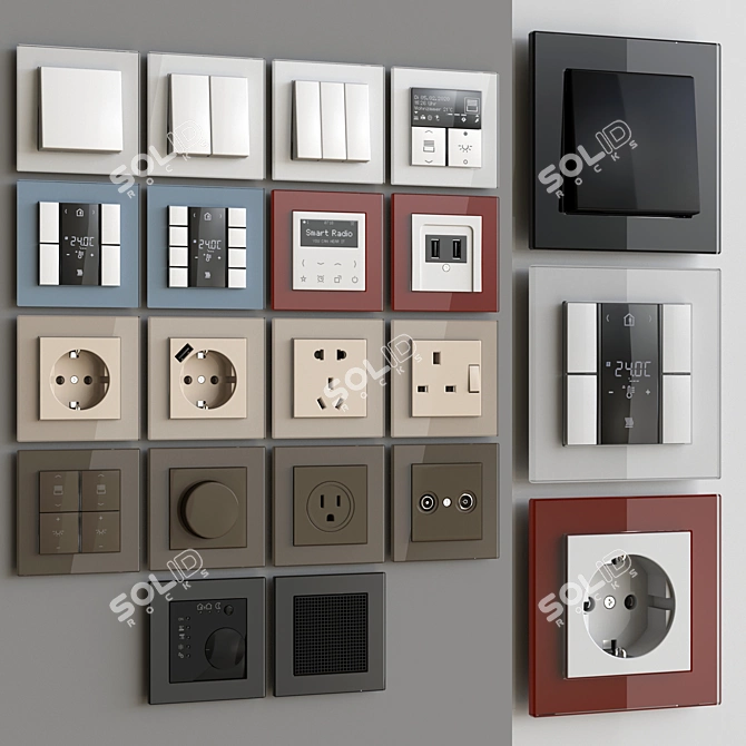 Jung A Creation Glass Wall Switch: Trendy Designs & Smart Functionality 3D model image 6