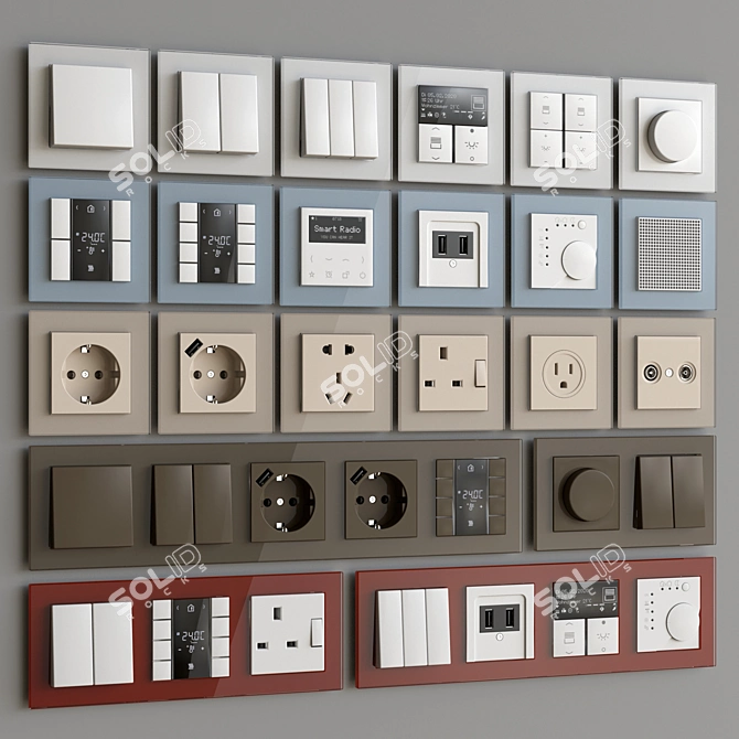 Jung A Creation Glass Wall Switch: Trendy Designs & Smart Functionality 3D model image 8
