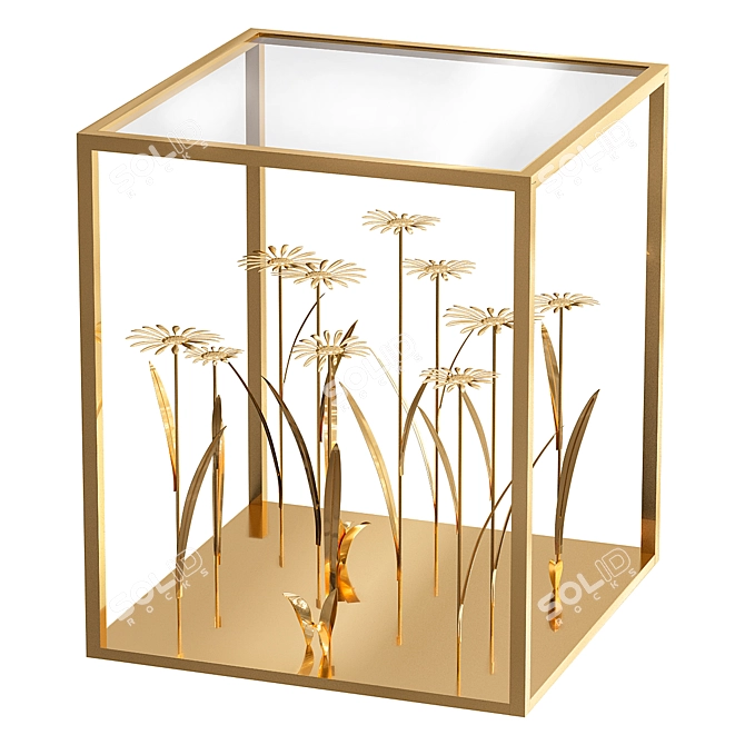 Golden Bloom: Stylish Side Table 3D model image 1