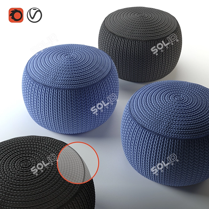 Cozy Knit Ottoman for Stylish Comfort 3D model image 1