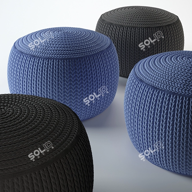 Cozy Knit Ottoman for Stylish Comfort 3D model image 2