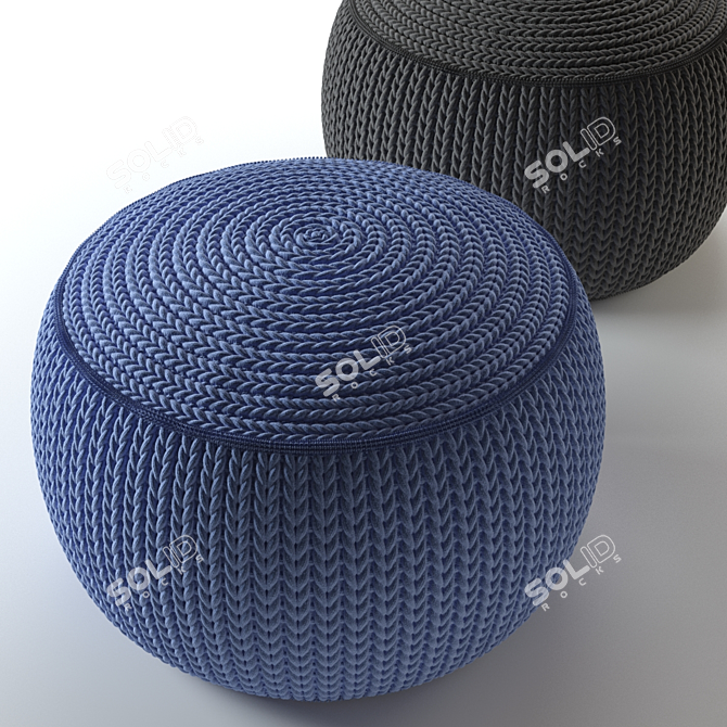 Cozy Knit Ottoman for Stylish Comfort 3D model image 7