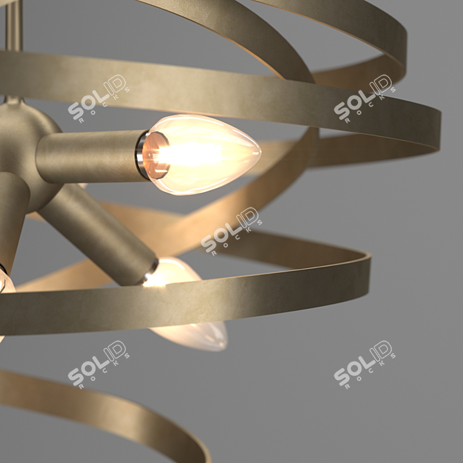 Metal Curly Ribbon Chandelier 3D model image 1