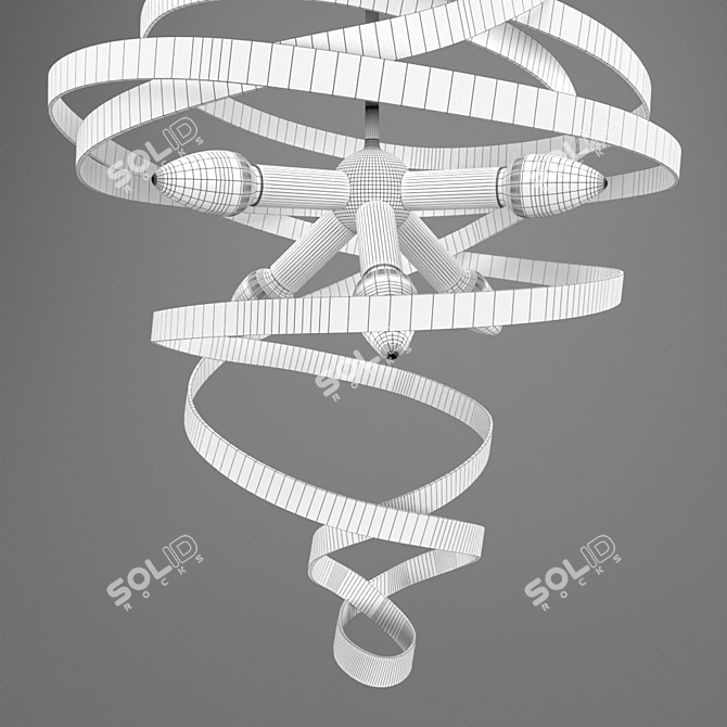 Metal Curly Ribbon Chandelier 3D model image 2
