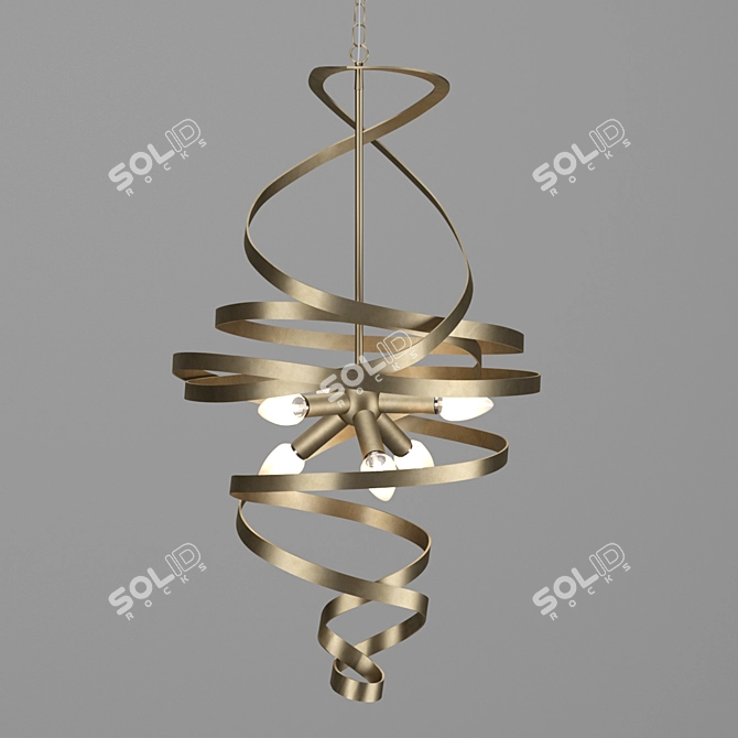 Metal Curly Ribbon Chandelier 3D model image 3