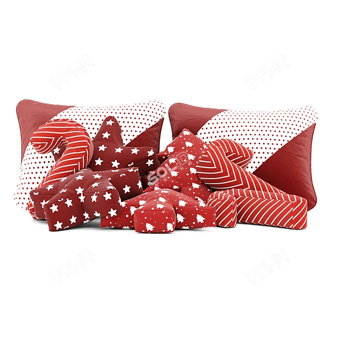 Joyful Christmas Pillow Decor 3D model image 2