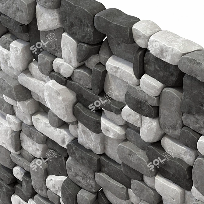 Smooth Stone Block Decor 3D model image 4